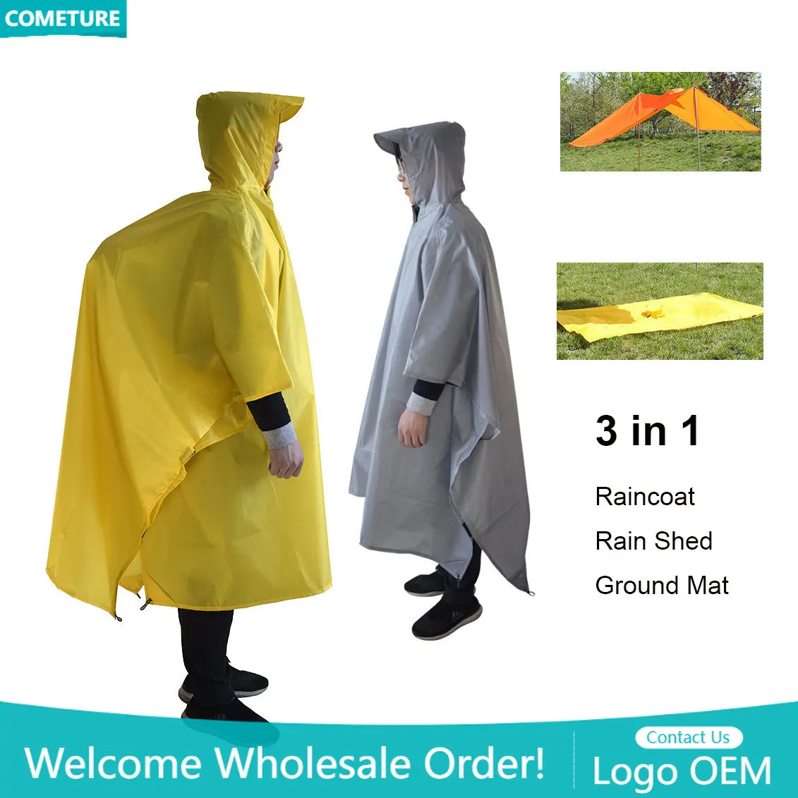 Hunting And Outdoor Supplies - Płaszcz przeciwdeszczowy 3 w 1 Poncho
